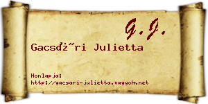 Gacsári Julietta névjegykártya